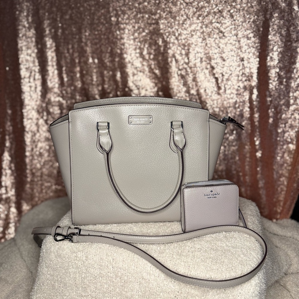 Kate Spade Light Gray Satchel and Wallet Set